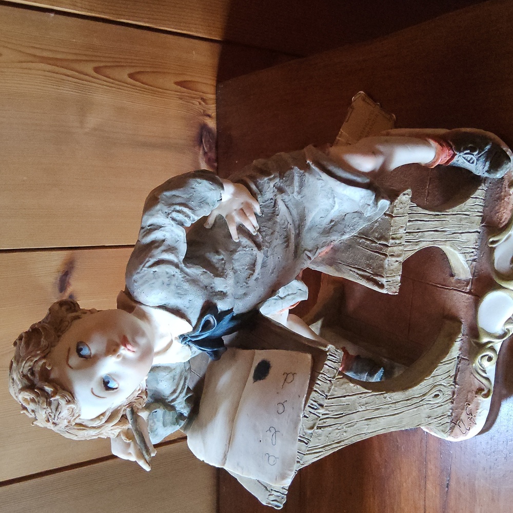 VINTAGE Capodimonte figure Boy sitting at school desk
